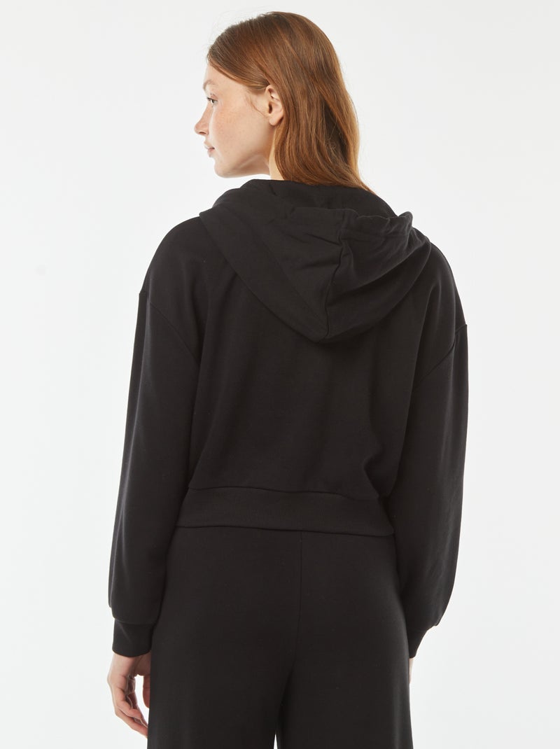 Sweat cropped à capuche Noir - Kiabi