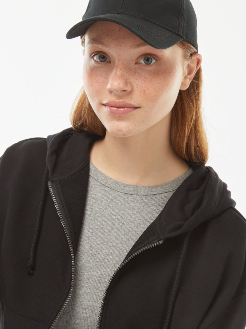 Sweat cropped à capuche Noir - Kiabi