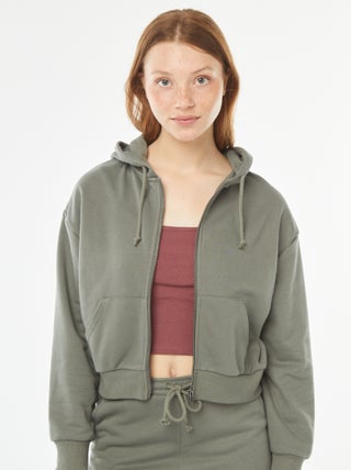 Sweat cropped à capuche