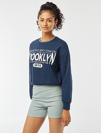 Sweat cropped avec inscription américaine