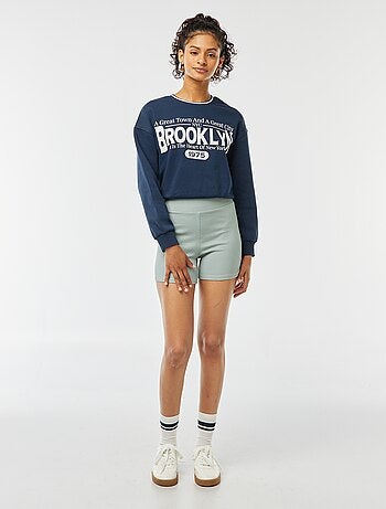 Sweat cropped avec inscription américaine