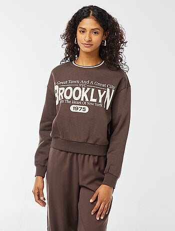 Sweat cropped avec inscription américaine