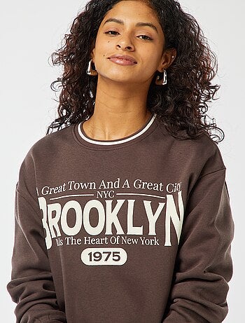 Sweat cropped avec inscription américaine