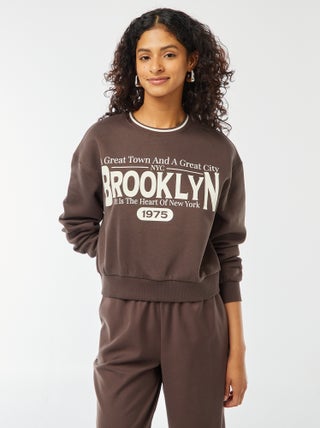Sweat cropped avec inscription américaine