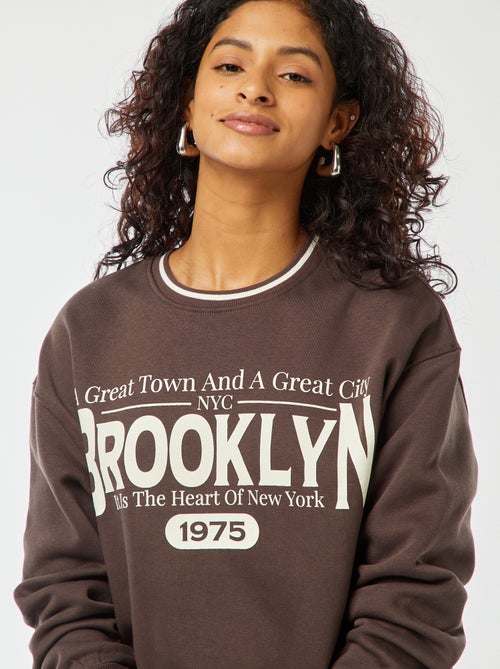 Sweat cropped avec inscription américaine - Kiabi