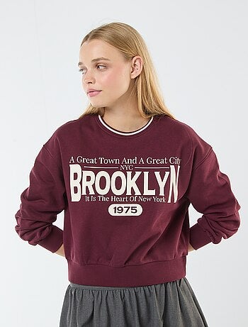 Sweat cropped avec inscription américaine
