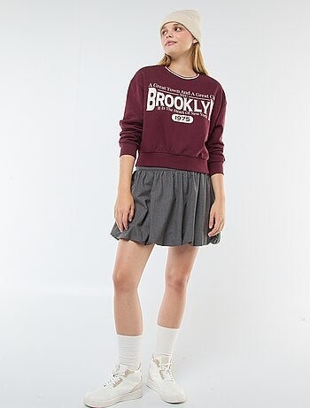 Sweat cropped avec inscription américaine