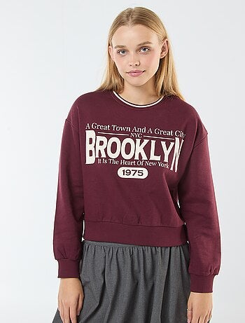Sweat cropped avec inscription américaine