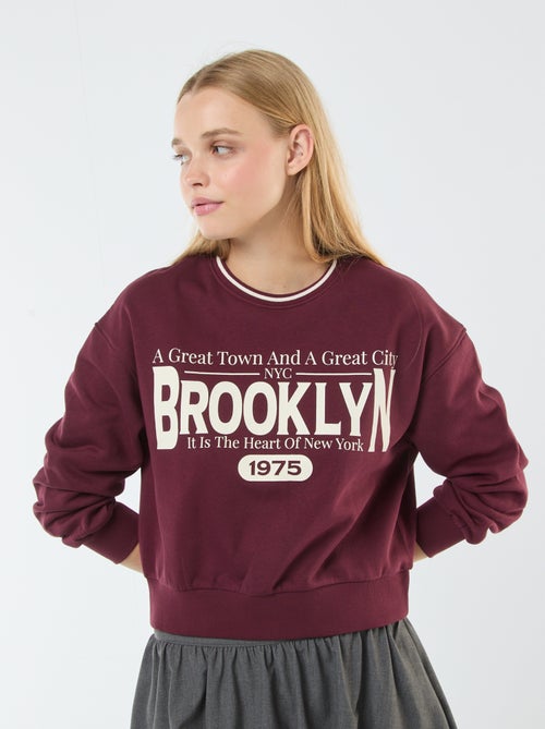 Sweat cropped avec inscription américaine - Kiabi