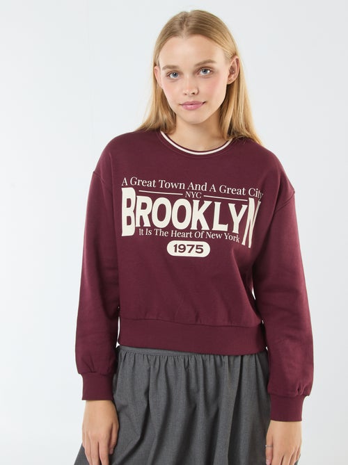 Sweat cropped avec inscription américaine - Kiabi