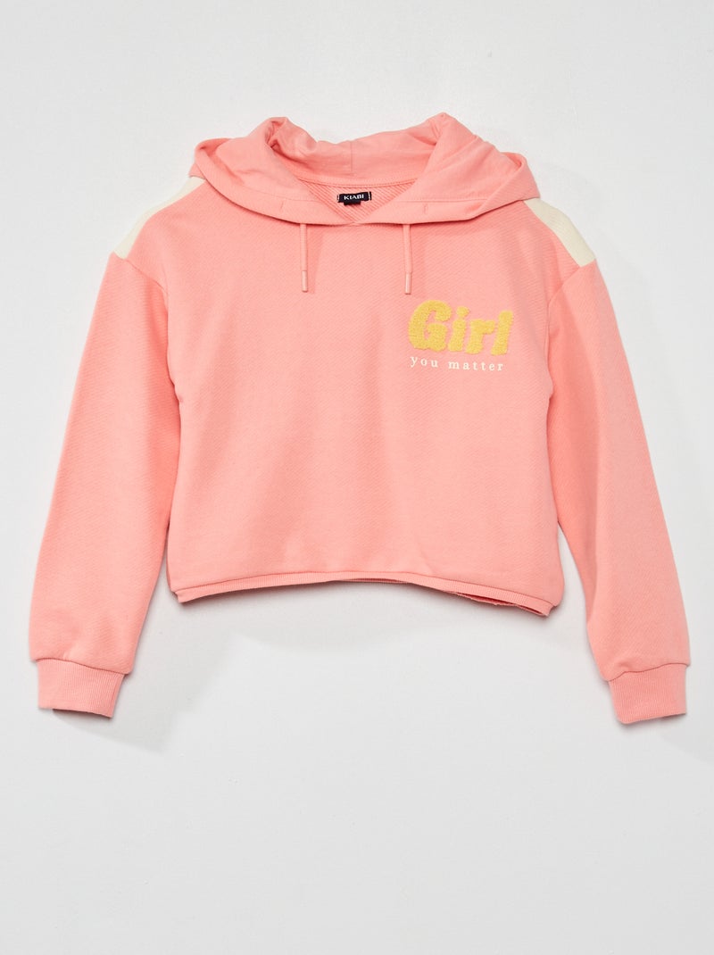 Sweat cropped en molleton Rose - Kiabi