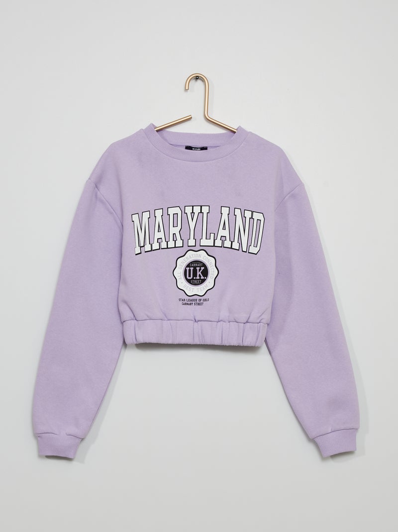 Sweat cropped esprit campus violet - Kiabi