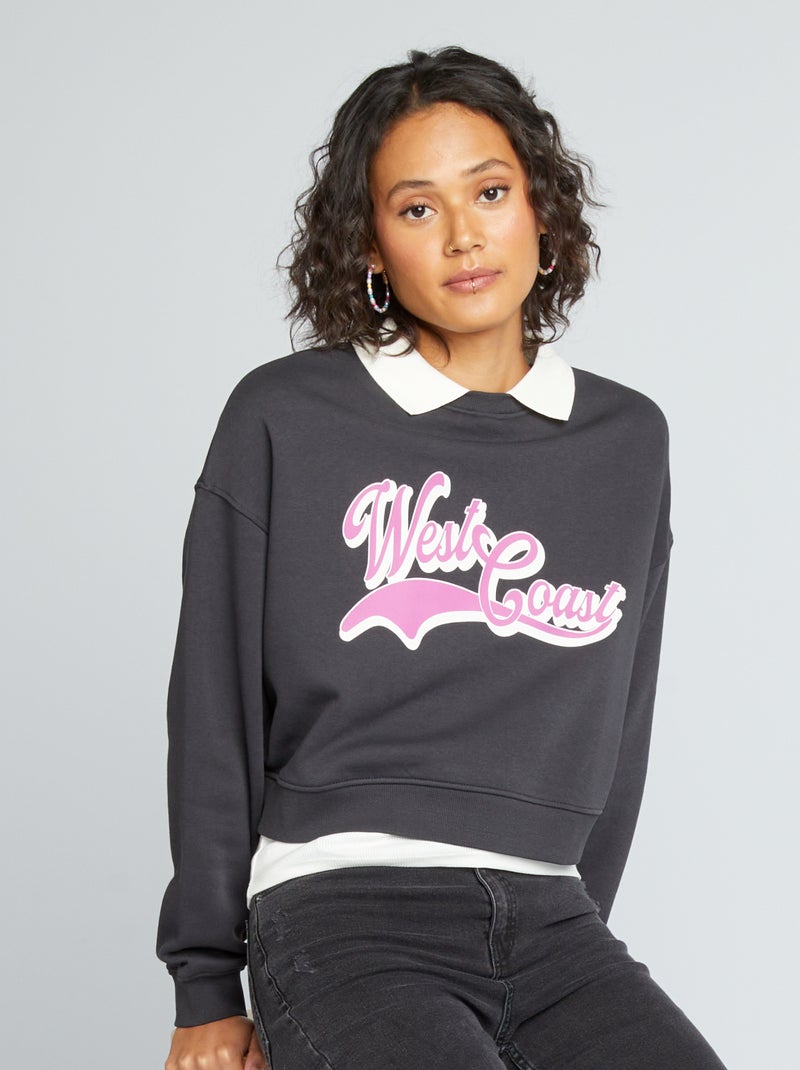 Sweat cropped style campus Anthracite - Kiabi