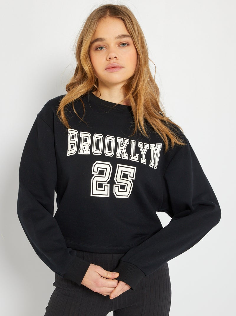 Sweat cropped style campus noir - Kiabi
