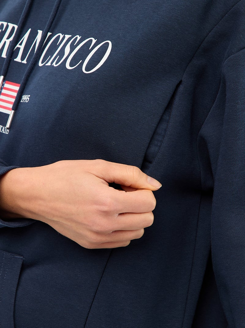 Sweat d'allaitement à capuche Bleu marine - Kiabi