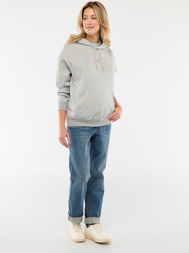 Sweat d'allaitement à capuche Gris - Kiabi