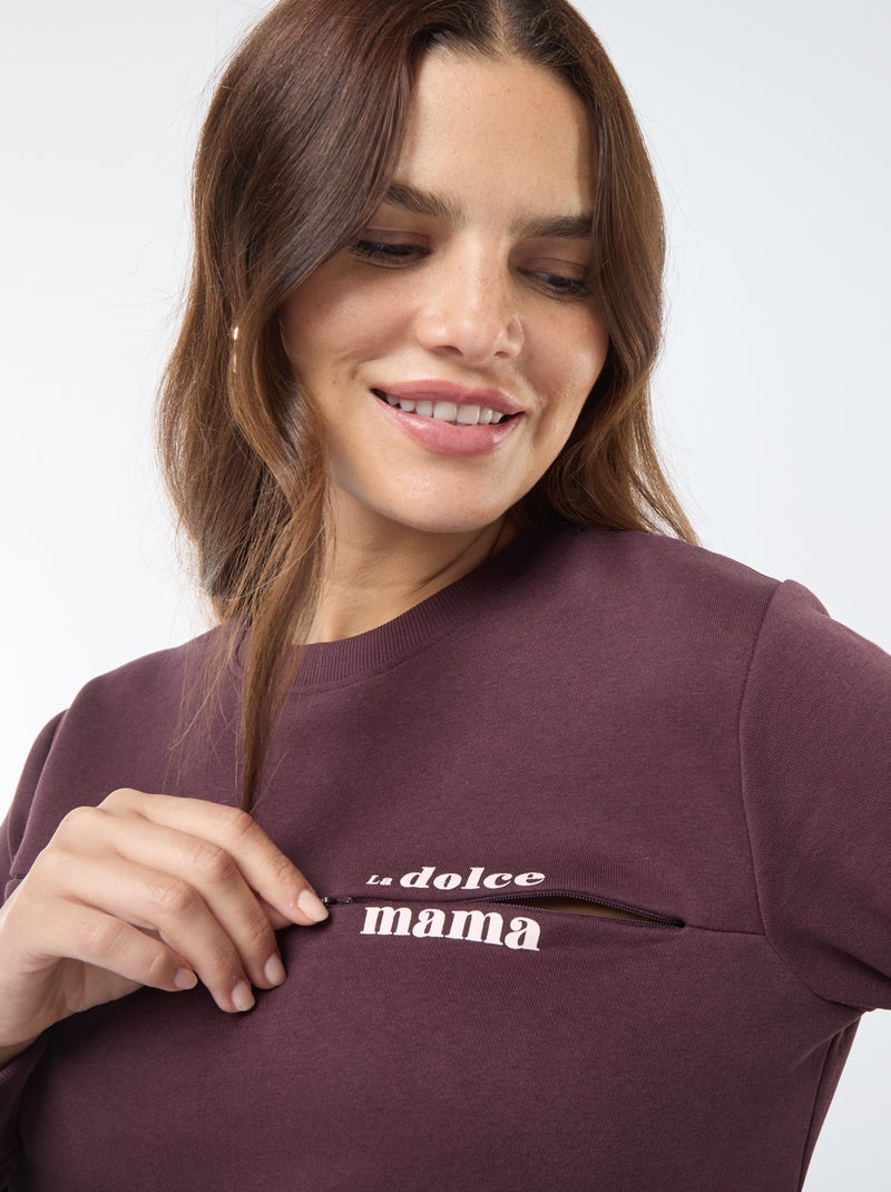 Sweat d'allaitement à message Marron - Kiabi