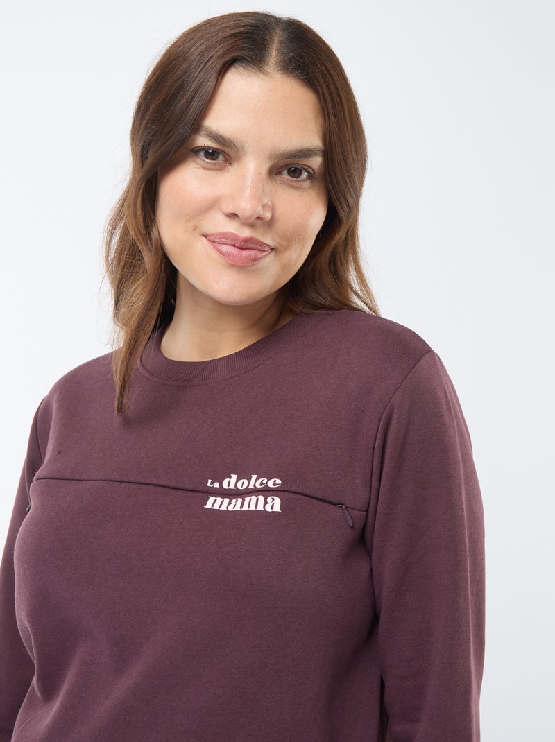 Sweat d'allaitement à message Marron - Kiabi