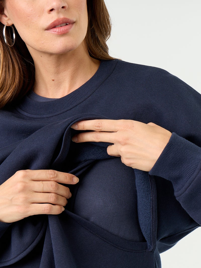 Sweat d'allaitement avec ouverture croisée Bleu - Kiabi