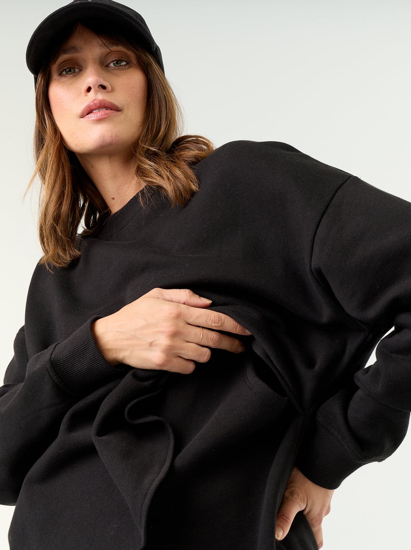 Sweat d'allaitement avec ouverture croisée Noir - Kiabi