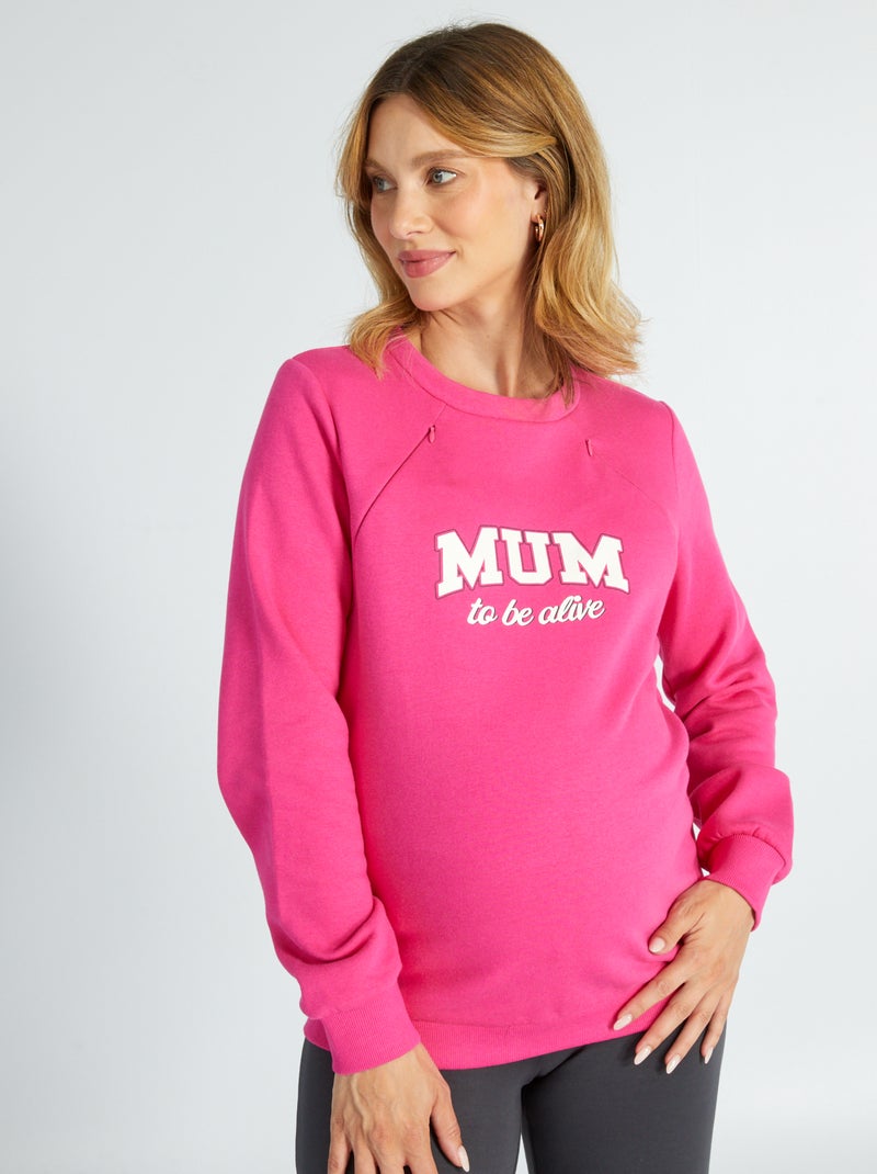 Sweat d'allaitement col rond Rose - Kiabi