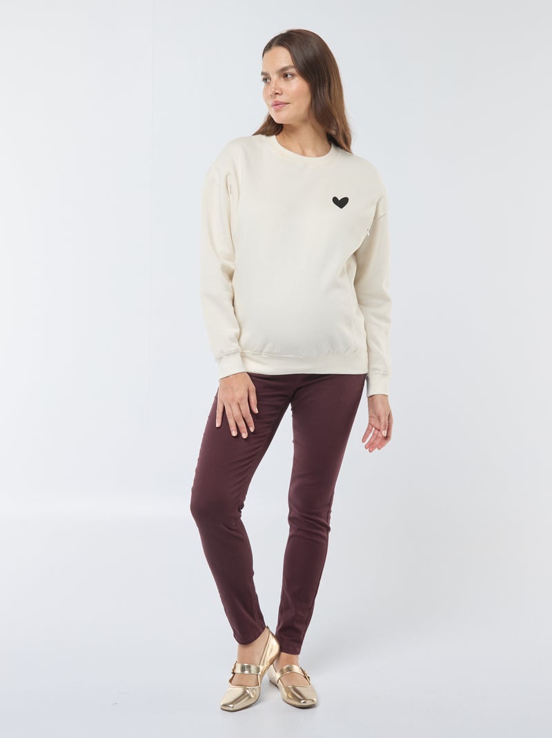 Sweat d'allaitement en molleton Beige - Kiabi