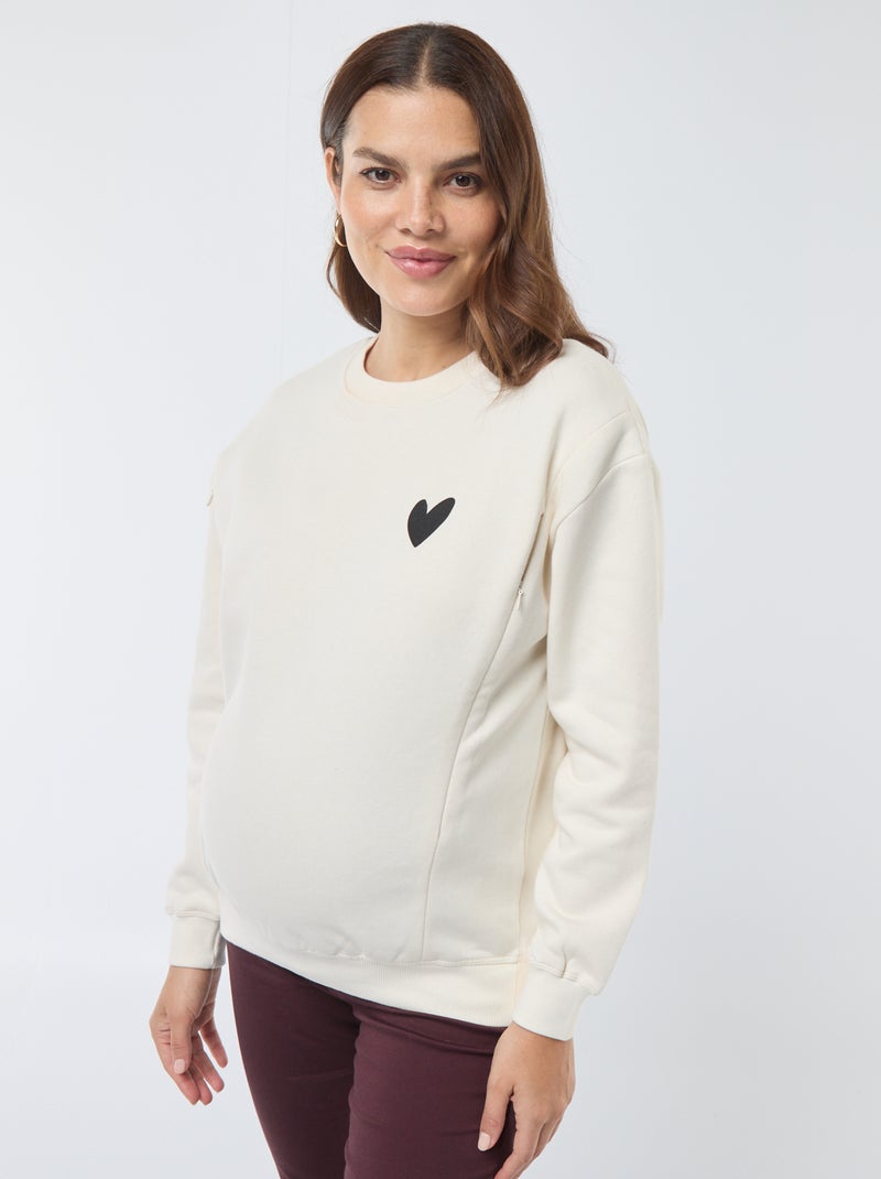 Sweat d'allaitement en molleton Beige - Kiabi