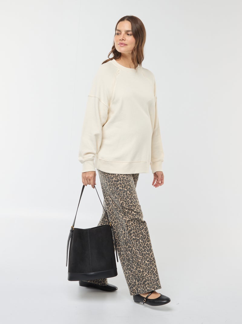 Sweat d'allaitement en molleton Blanc - Kiabi