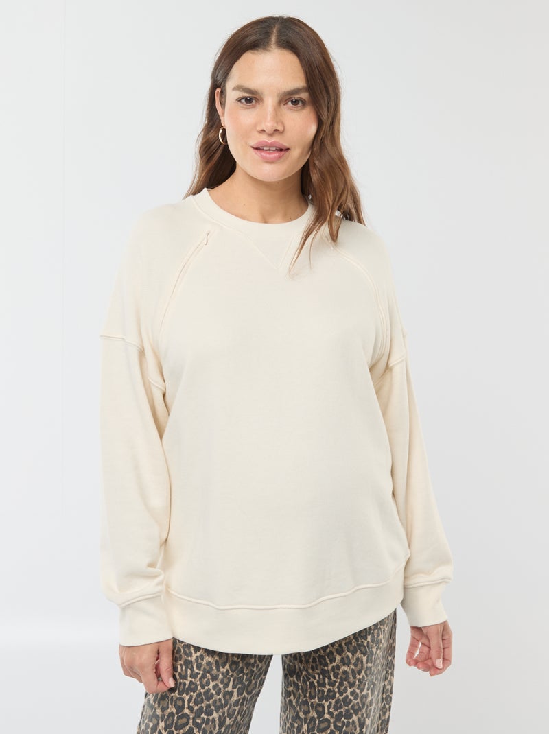 Sweat d'allaitement en molleton Blanc - Kiabi
