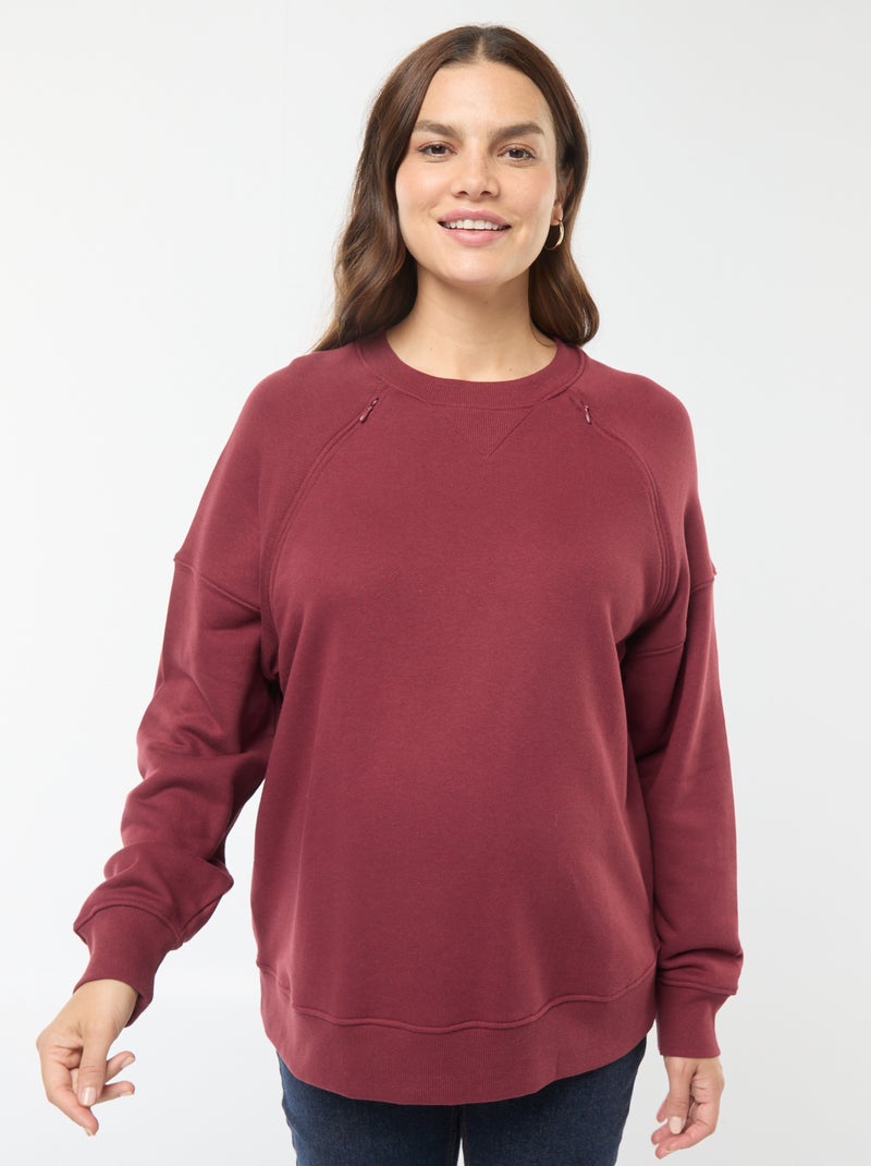 Sweat d'allaitement en molleton Bordeaux - Kiabi