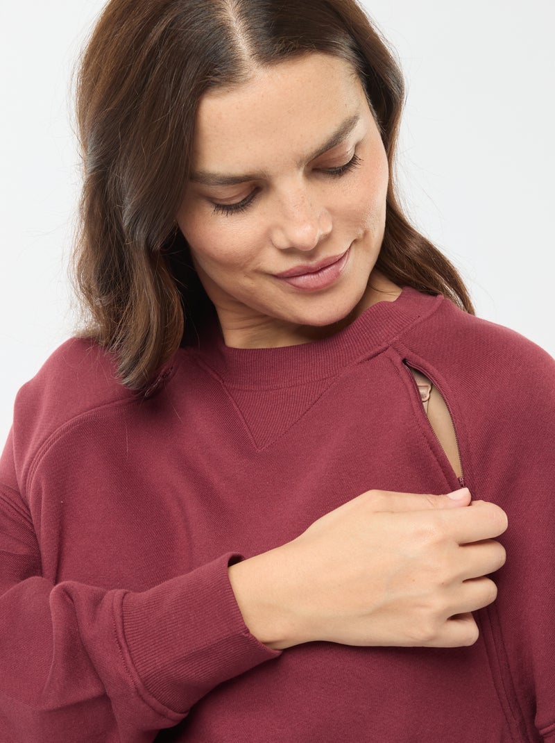 Sweat d'allaitement en molleton Bordeaux - Kiabi