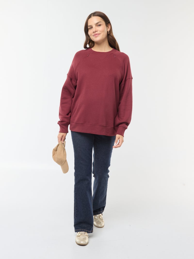 Sweat d'allaitement en molleton Bordeaux - Kiabi