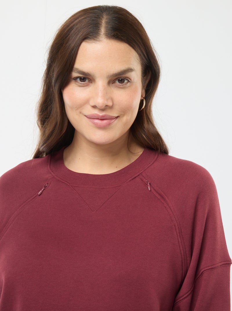 Sweat d'allaitement en molleton Bordeaux - Kiabi