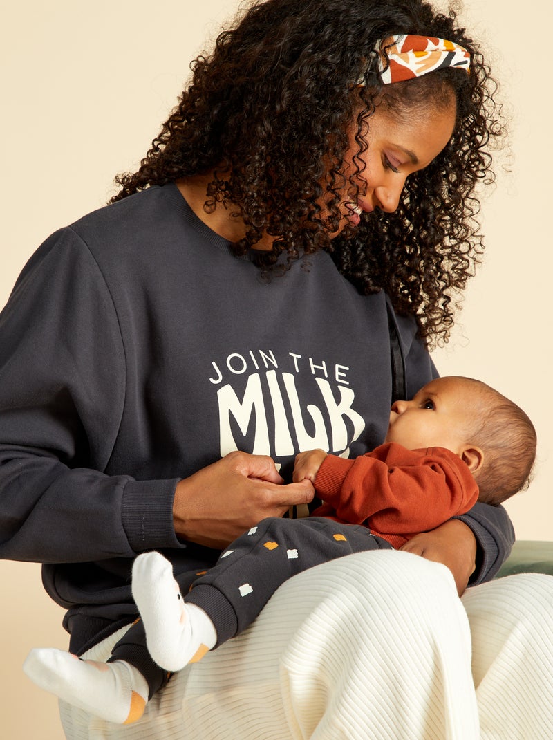 Sweat d'allaitement en molleton Gris - Kiabi