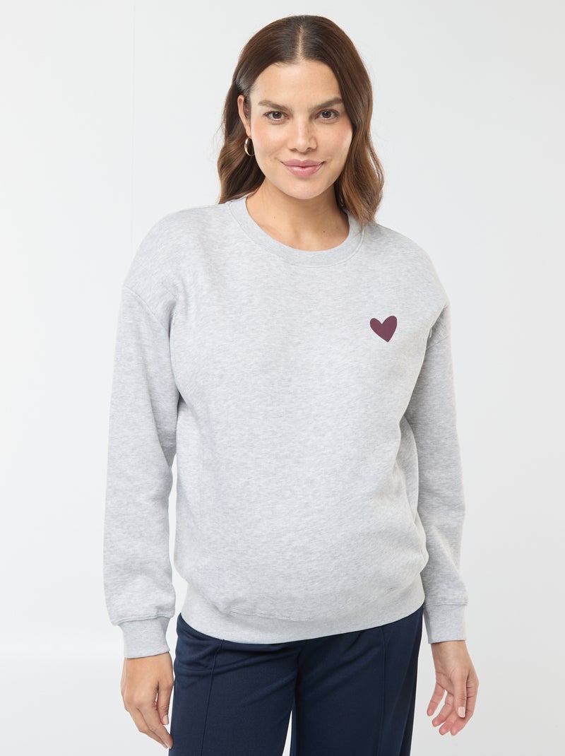 Sweat d'allaitement en molleton Gris - Kiabi