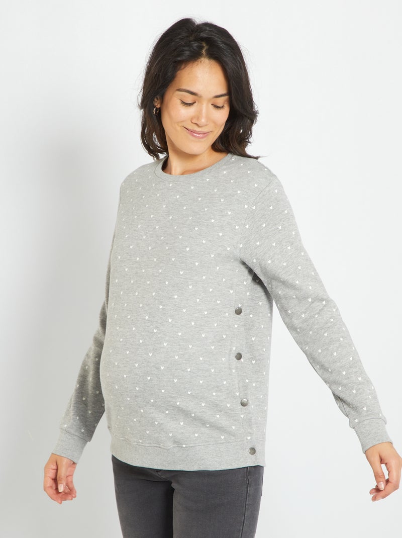 Sweat d'allaitement en molleton Gris - Kiabi