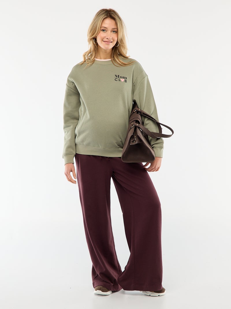 Sweat d'allaitement en molleton Kaki - Kiabi