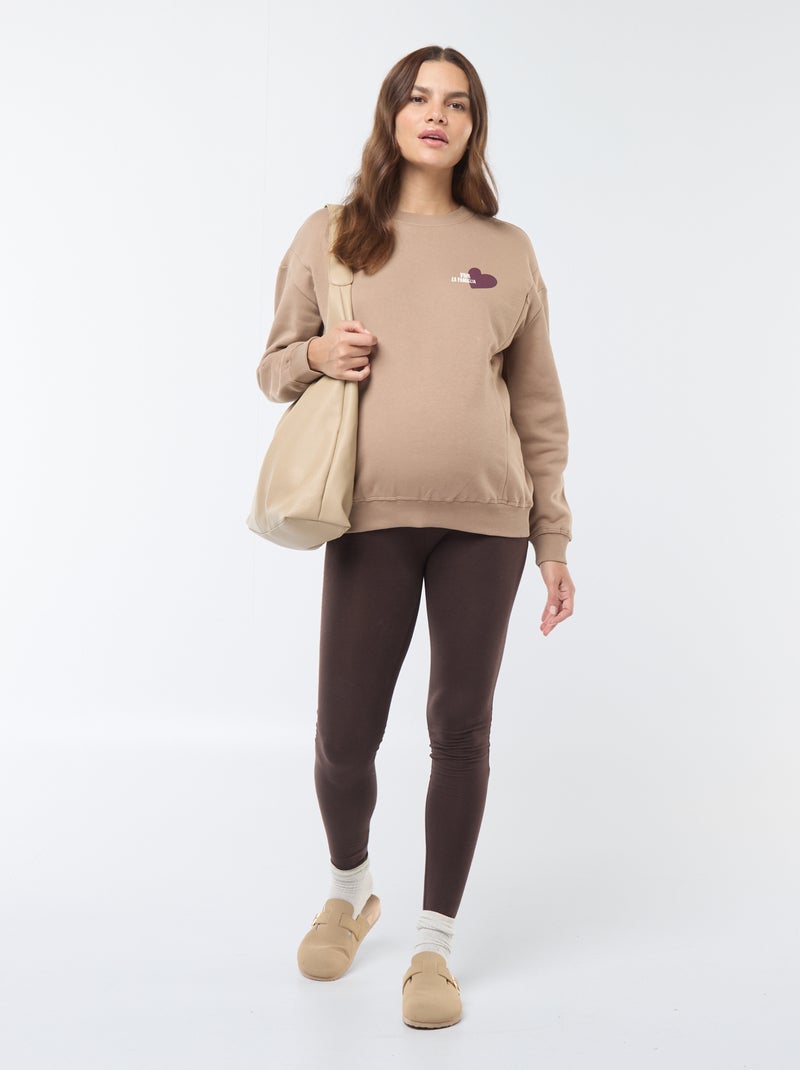 Sweat d'allaitement en molleton Marron - Kiabi
