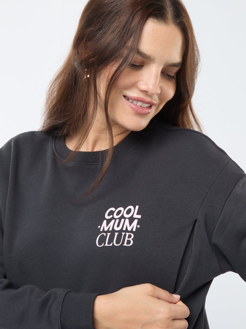 Sweat d'allaitement en molleton Noir - Kiabi