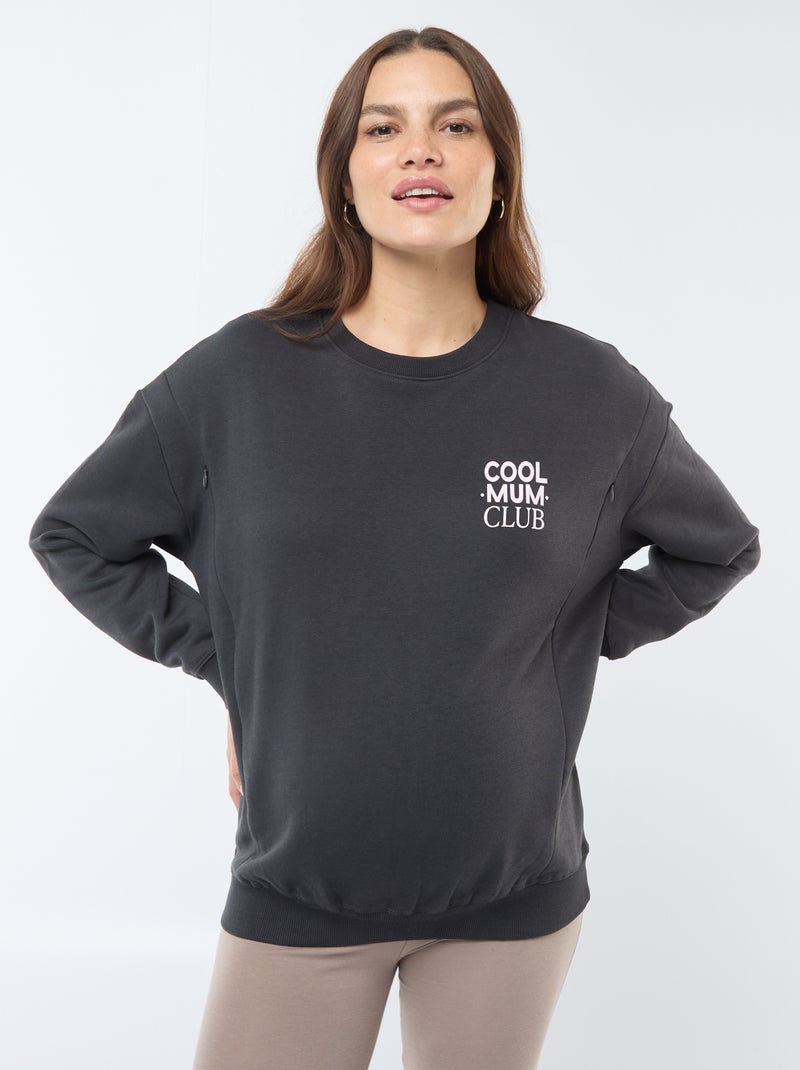 Sweat d'allaitement en molleton Noir - Kiabi