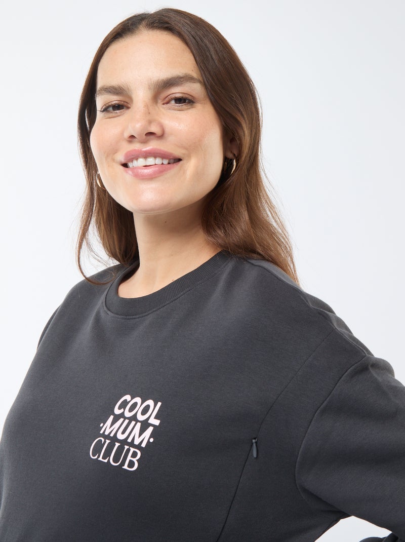 Sweat d'allaitement en molleton Noir - Kiabi