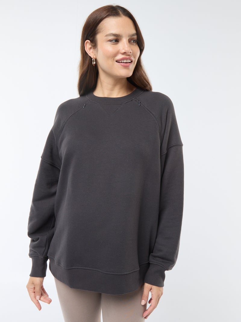 Sweat d'allaitement en molleton Noir - Kiabi