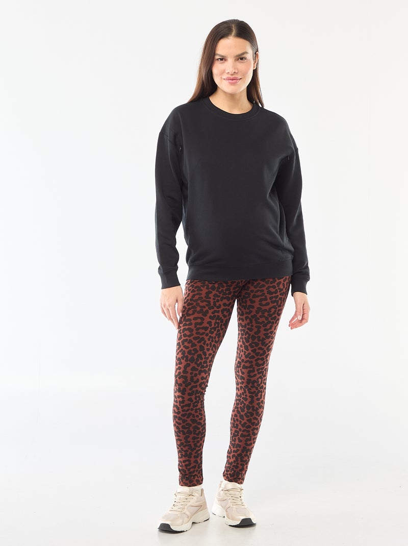 Sweat d'allaitement en molleton Noir - Kiabi