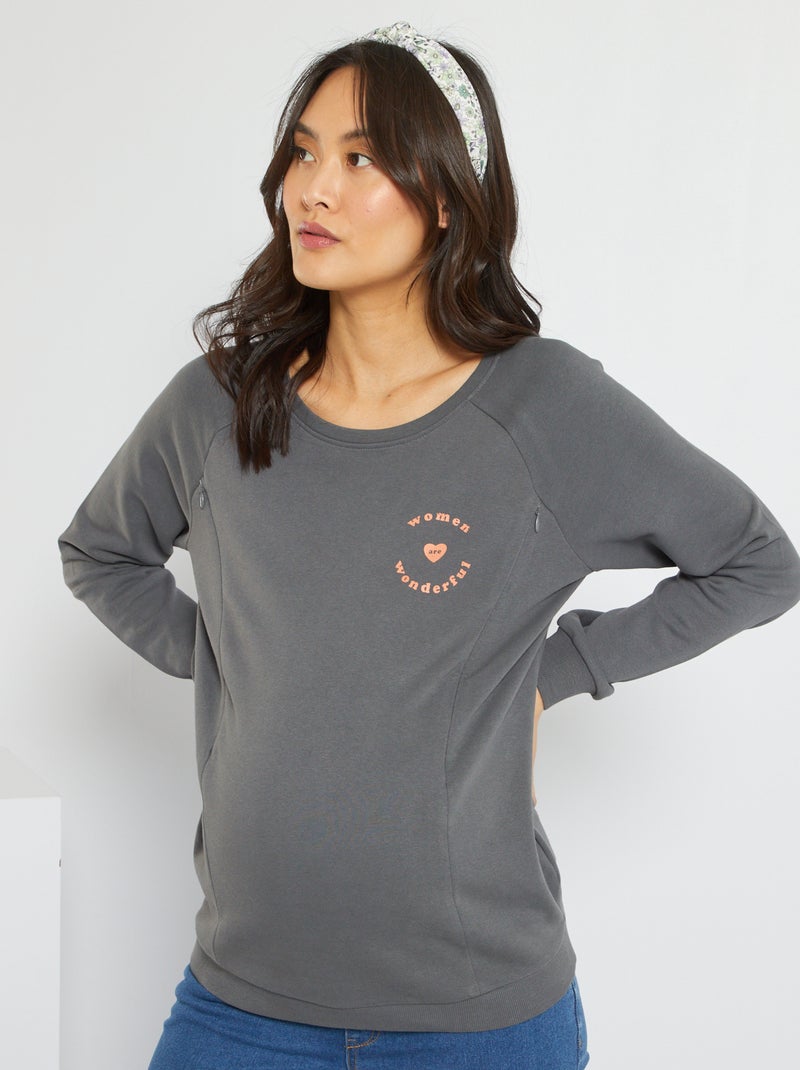 Sweat d'allaitement Gris - Kiabi