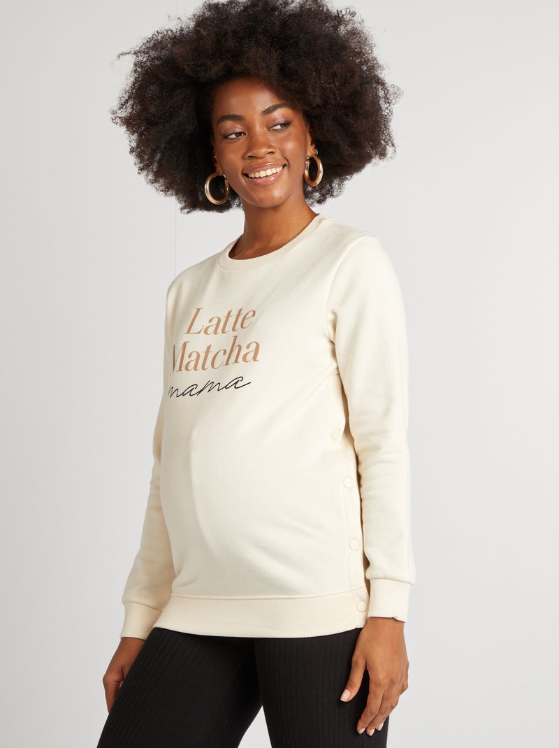 Sweat d'allaitement imprimé Beige - Kiabi