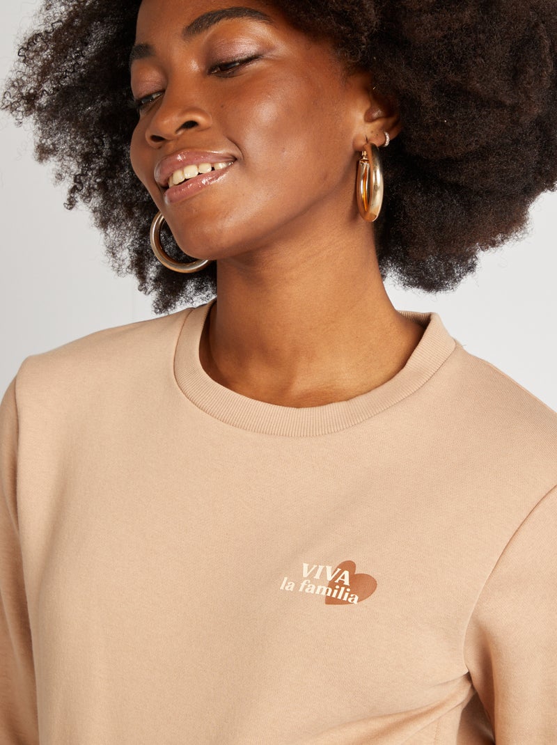 Sweat d'allaitement imprimé Beige - Kiabi