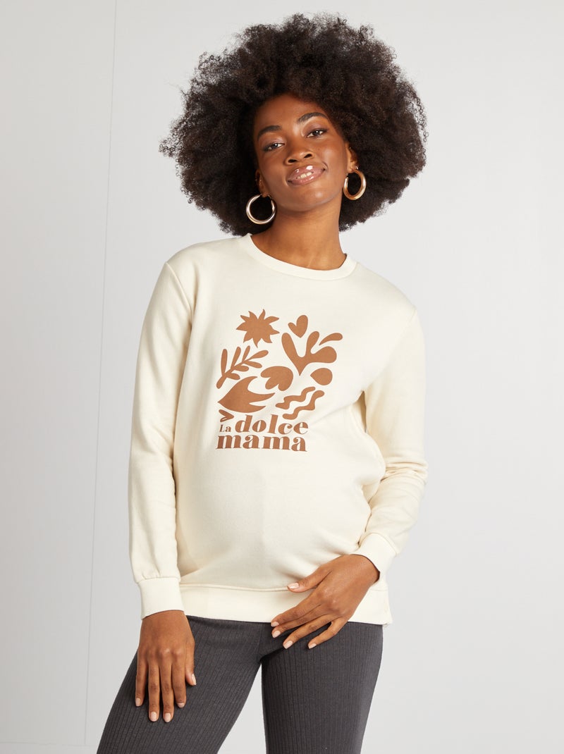 Sweat d'allaitement imprimé Beige - Kiabi