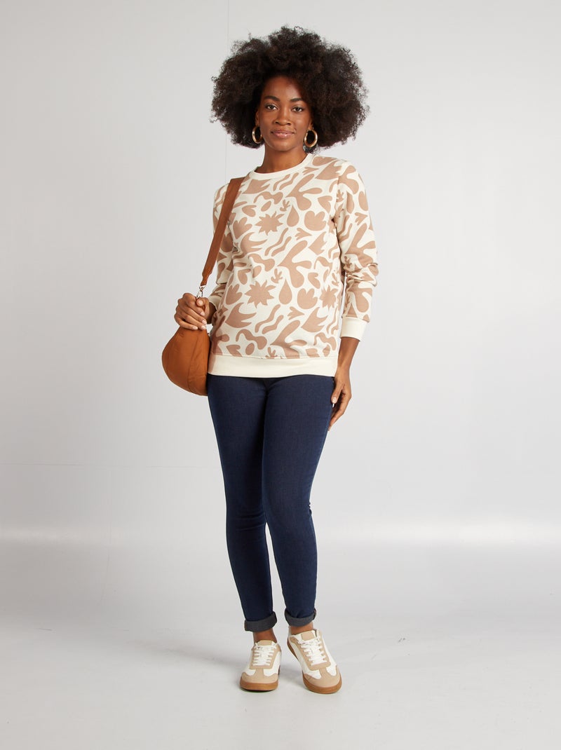 Sweat d'allaitement imprimé Beige - Kiabi