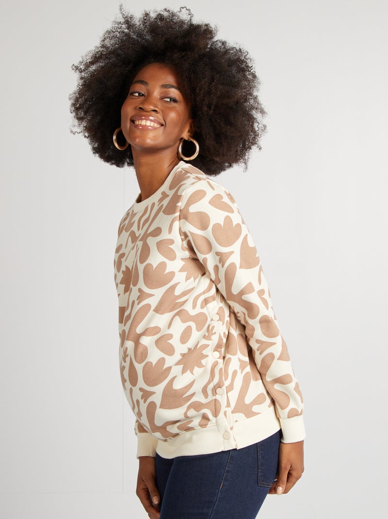 Sweat d'allaitement imprimé Beige - Kiabi