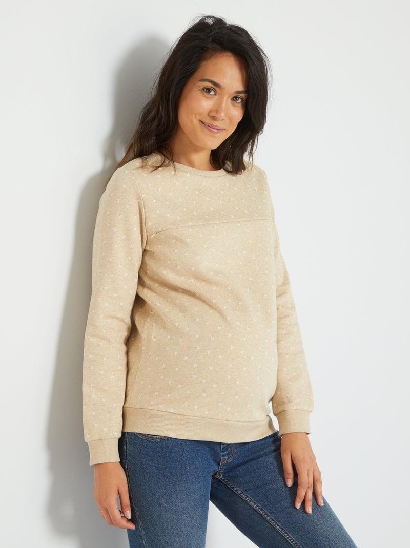 Sweat d'allaitement imprimé fantaisie Beige - Kiabi